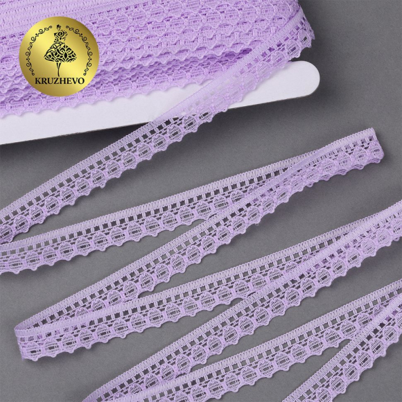 Кружево-трикотаж KRUZHEVO арт.TBY 1665 шир.10мм цв.11.1 светло-сиреневый, уп.27,4м Кружево-трикотаж KRUZHEVO арт.TBY 1665 шир.10мм цв.11.1 светло-сиреневый, уп.27,4м