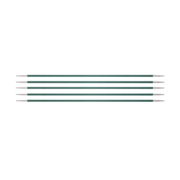 47005 Knit Pro Спицы чулочные для вязания Zing 3мм/15см, алюминий, нефтритовый, 5шт