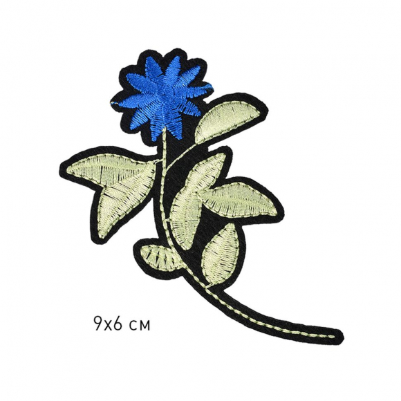 Термоаппликации арт.TBY-2165 Цветочек 9х6см, синий уп.10шт