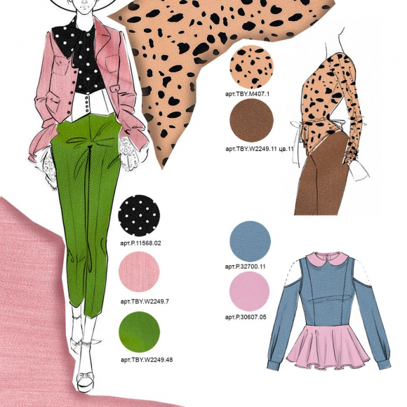 Ткань рубашечная 120 г кв.м 65% полиэстер, 35% хлопок шир.150 см арт.Р.30607.05 цв.05 розовый уп.25м