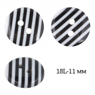 Пуговицы пластик TBY P-L28-1 цв.белый-черный 18L-11мм, 2 прокола, 50 шт