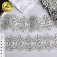 Кружево гипюр KRUZHEVO арт.TR.8G8218 шир.55мм цв.6 серый уп.9м