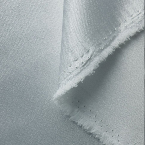 Ткань креп сатин 130 г/м? 100% полиэстер шир.115 см арт.Р.14903.06 цв.06 серебряный уп.25м