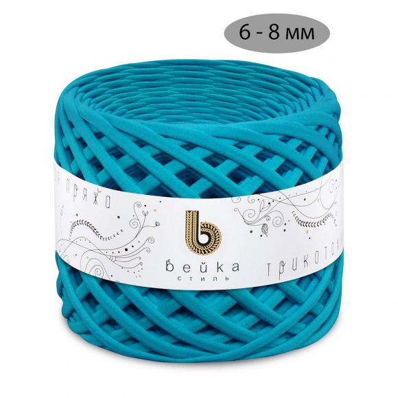 Пряжа трикотажная 100м, 300г, ширина 6-8мм цв.3101 морская волна