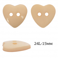 Пуговицы пластик Сердце TBY.P-1624 цв.17 бежевый 24L-15мм, на 2 прокола, 400 шт