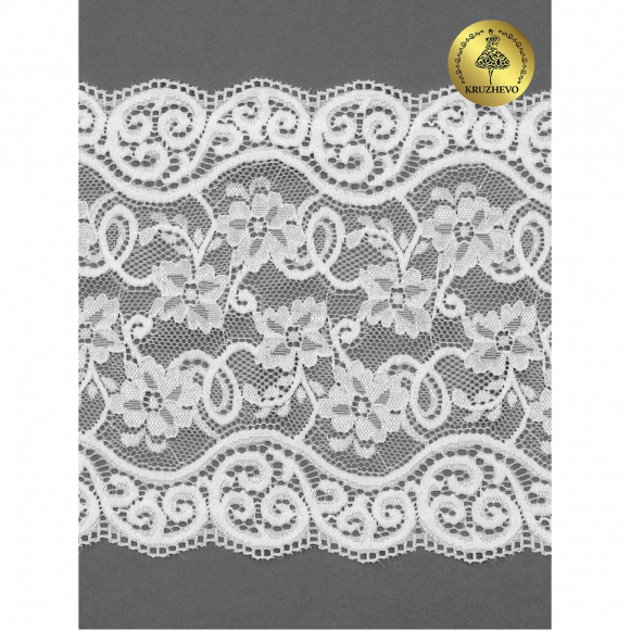 Кружево-стрейч KRUZHEVO арт.TBY.YSTL00578 шир.180мм цв.01 белый уп.25м