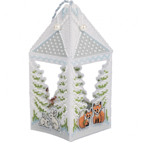 Набор для вышивания PANNA арт. IG-7267 Лесной фонарь. Новогодняя игрушка 7х7 см