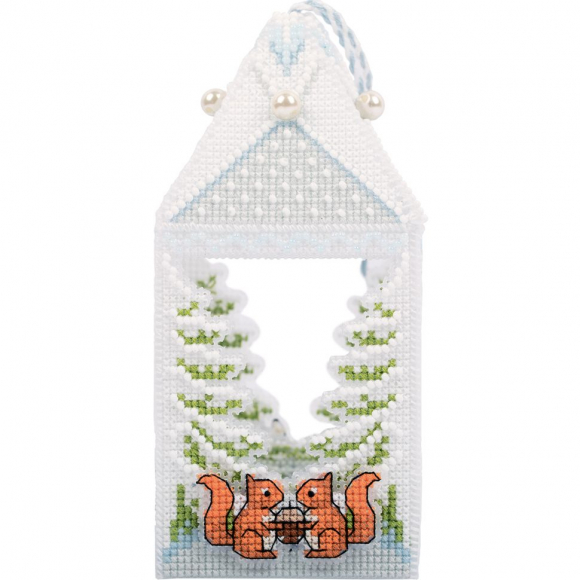 Набор для вышивания PANNA арт. IG-7267 Лесной фонарь. Новогодняя игрушка 7х7 см