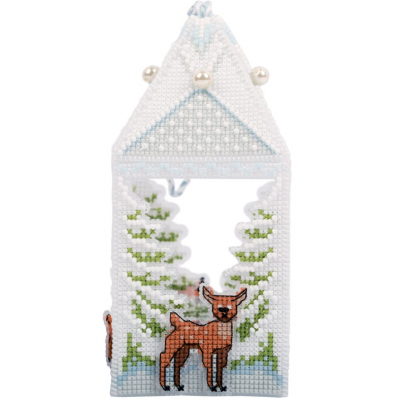 Набор для вышивания PANNA арт. IG-7267 Лесной фонарь. Новогодняя игрушка 7х7 см