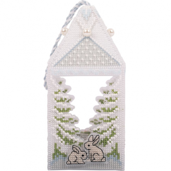 Набор для вышивания PANNA арт. IG-7267 Лесной фонарь. Новогодняя игрушка 7х7 см