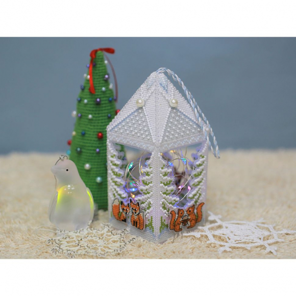 Набор для вышивания PANNA арт. IG-7267 Лесной фонарь. Новогодняя игрушка 7х7 см