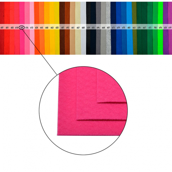 Фетр листовой мягкий Magic 4 Hobby 1мм 20х30см арт.FLT-S1 уп.10 листов цв.609 ярк.розовый