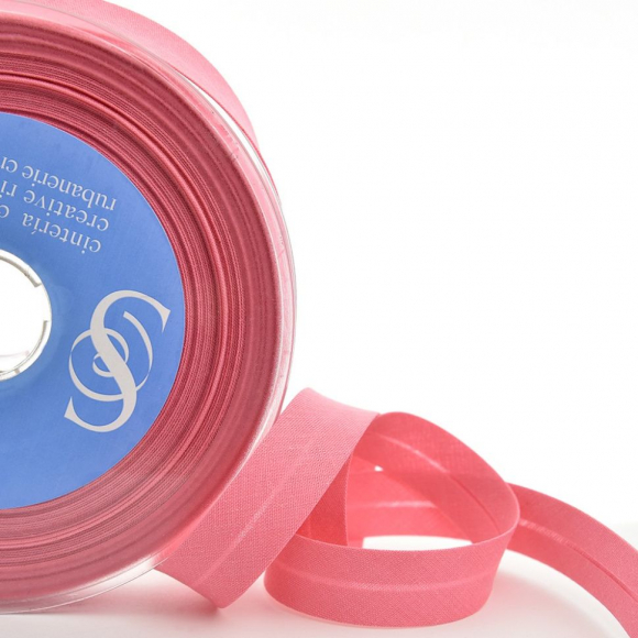 Косая бейка хлопок/полиэстер 20 мм, 25 м, цвет 49, фуксия