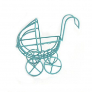 Колясочка Y-849/3 арт.КЛ.23951 8х4х9 см ажурная металл цв.бирюза