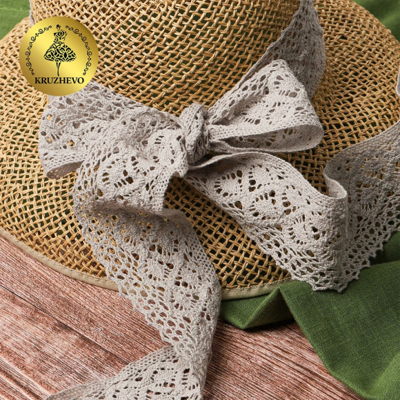 Тесьма вязаная KRUZHEVO 50мм TBY-6368 цв.22 серый лен уп.10м