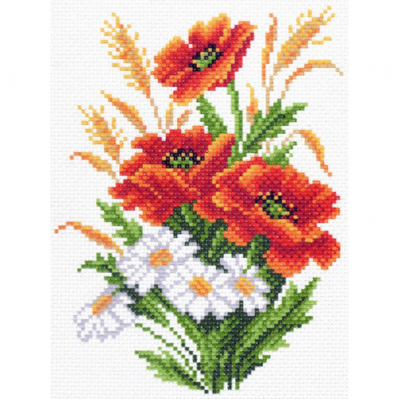 Рисунок на канве МАТРЕНИН ПОСАД арт.28х37 - 1477-1 Маки и ромашки