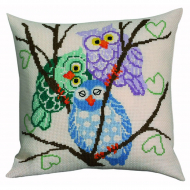 Набор для вышивания PERMIN арт.83-3822 Подушка 3 совы 40х40 см