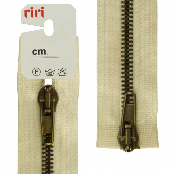 Молния металл разъёмная, 2 замка, AT, 5 мм, 80 см, цвет тесьмы 2111, бело-бежевый светлый