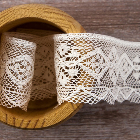 Мерсеризованное хлопковое кружево, 45 мм, белый