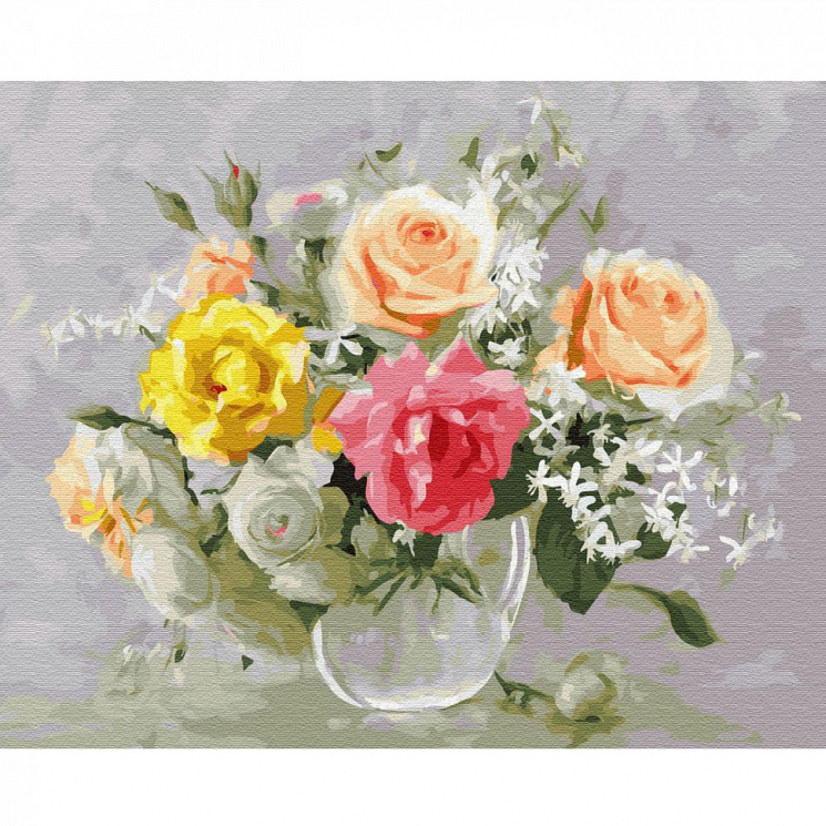 Картины по номерам Molly арт.KH0666 Бузин. Акварельный букет (30 цветов) 40х50 см