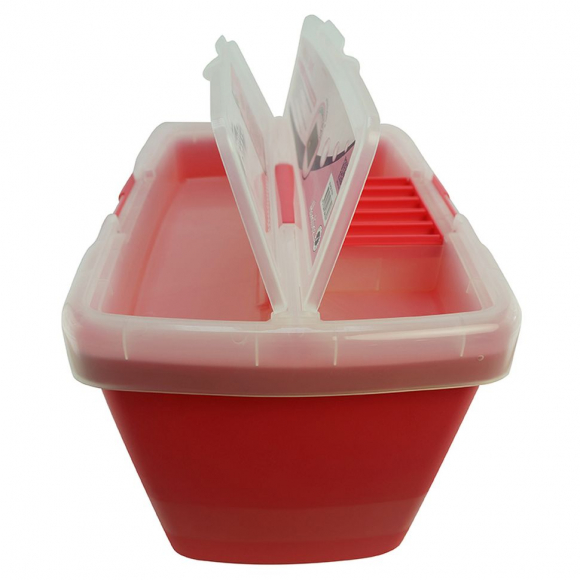 Контейнер с крышкой на защелке для хранения швейных принадлежностей