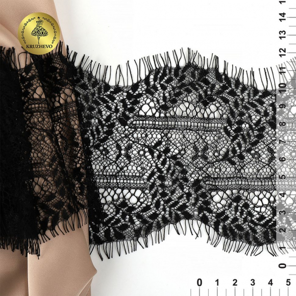 Кружево реснички KRUZHEVO арт.TBY.75229 шир.120мм цв.2 черный уп.3м