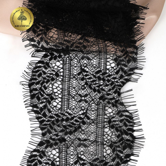 Кружево реснички KRUZHEVO арт.TBY.75229 шир.120мм цв.2 черный уп.3м