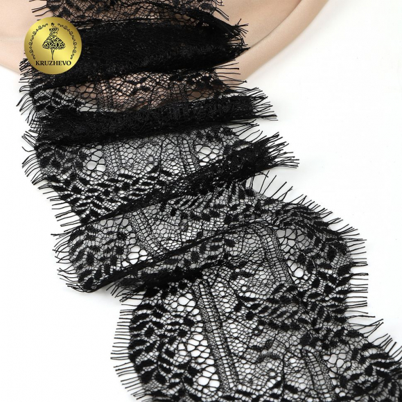 Кружево реснички KRUZHEVO арт.TBY.75229 шир.120мм цв.2 черный уп.3м