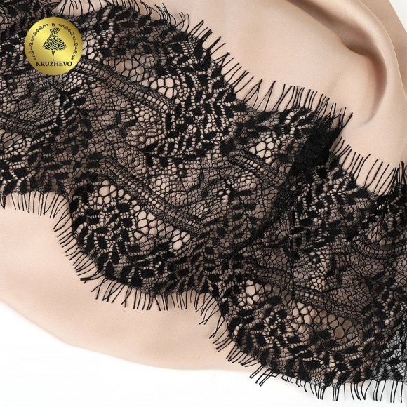 Кружево реснички KRUZHEVO арт.TBY.75229 шир.120мм цв.2 черный уп.3м