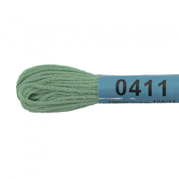 Нитки для вышивания Gamma мулине (0207-0819) 100% хлопок 24 x 8 м цв.0411 св.зеленый