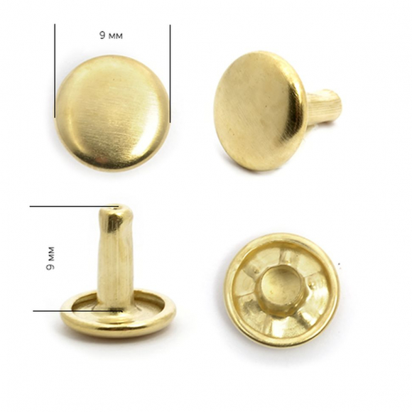 Хольнитены TBY.1048 двухсторонние 9х9 (9мм) цв. золото уп. 500шт