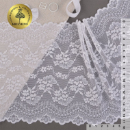 Кружево-стрейч KRUZHEVO арт.TBY.D6 шир.175мм цв.01 белый уп.10м
