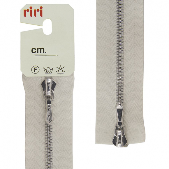 137532_Молния металл, Ni, слайдер Tropf, 4 мм, разъёмная двухзамковая, 90 см, цвет 2111, бело-бежевый светл