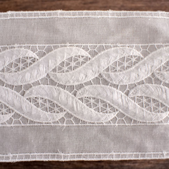 Шитье-вышивка на батисте, прошва, 80 мм, цвет белый