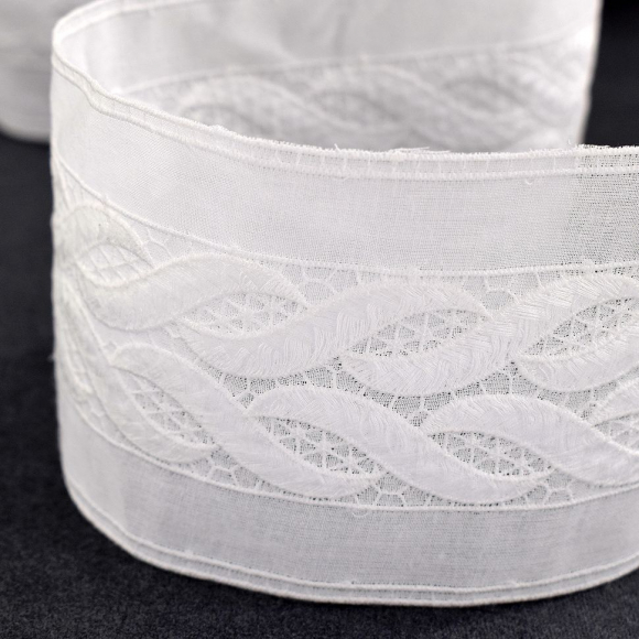 Шитье-вышивка на батисте, прошва, 80 мм, цвет белый