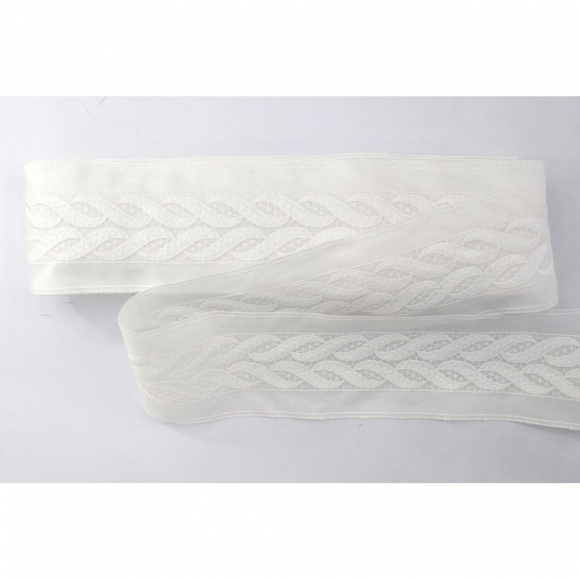 Шитье-вышивка на батисте, прошва, 80 мм, цвет белый