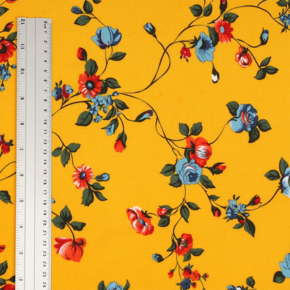 Ткань Штапель  TBY Vi-227087-c2 плот 110г/м2 100% вискоза шир. 145 см цв.с2 желтый рул.25м