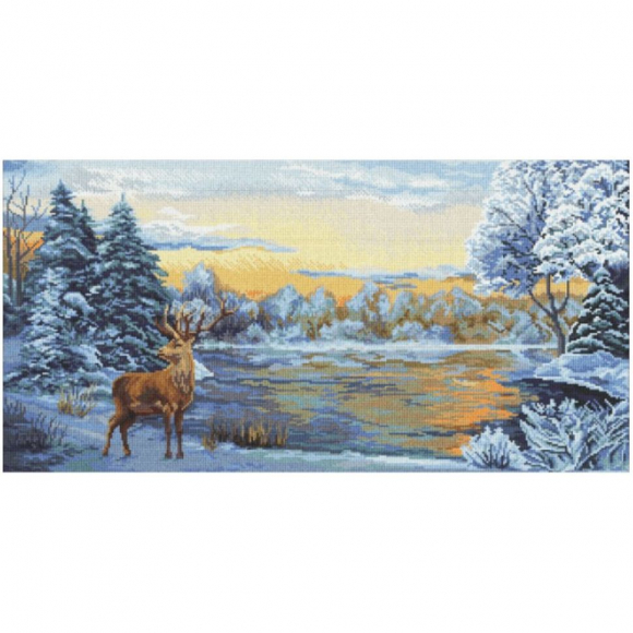 Набор для вышивания мулине НИТЕКС арт.0297 Зимнее озеро 60х30 см
