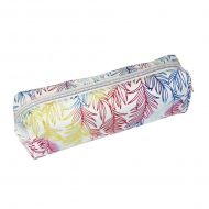 189609_Пенал для ручек "Pencil Case" на молнии, 22 х 7 х 7 см, текстильный, радужный рисунок "Листья"