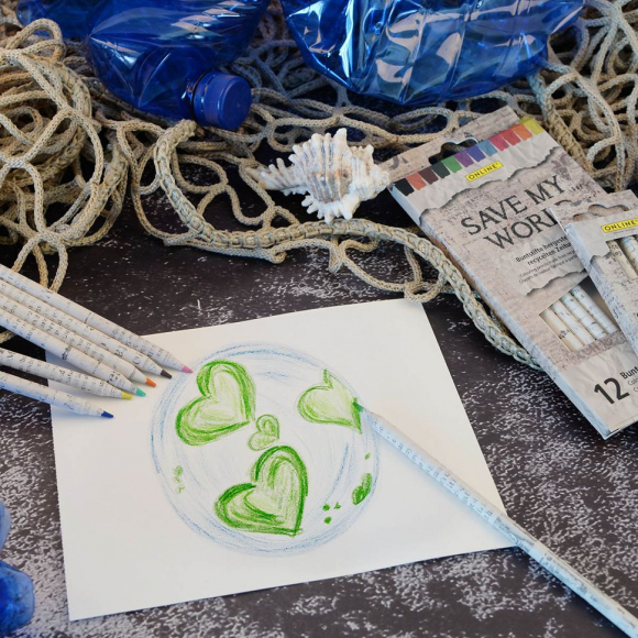 Набор цветных карандашей "Crayons Save my World" с корпусом из переработанных газет, 12 шт