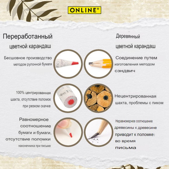 Набор цветных карандашей "Crayons Save my World" с корпусом из переработанных газет, 12 шт