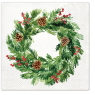 Салфетки трехслойные для декупажа, коллекция "Lunch"  TETЕ a TETE "Венок из сосновых шишек"