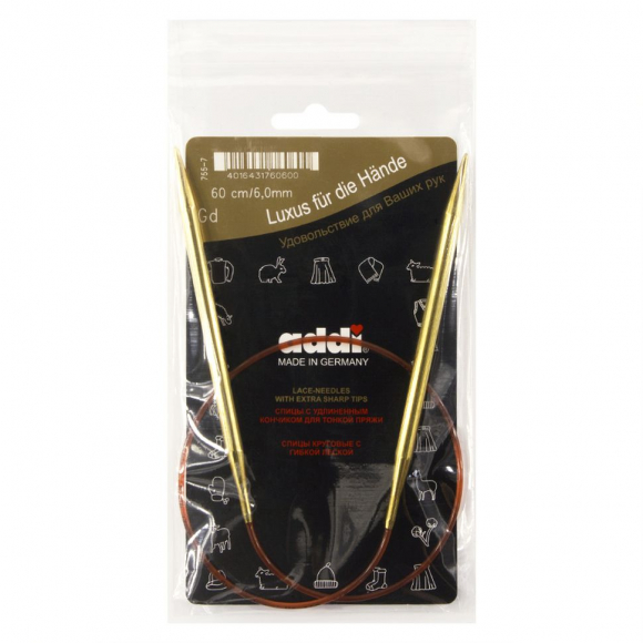 158251_Спицы круговые позолоченные с удлиненным кончиком, №6, 60 см