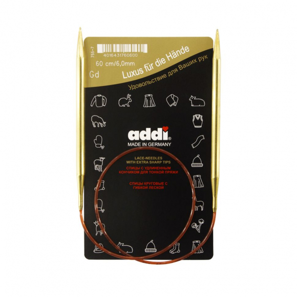 158251_Спицы круговые позолоченные с удлиненным кончиком, №6, 60 см