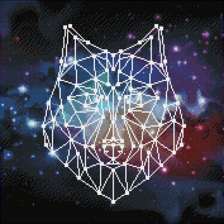 Кристальная мозаика на холсте ФРЕЯ арт.ALV-109 Волк. Абстракция 50х50 см
