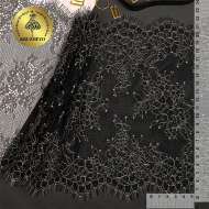 Кружево реснички KRUZHEVO арт.TBY 75225 шир.220мм цв.черный/беж уп.15м (по 3м)