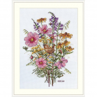 Набор для вышивания MEREJKA арт.K-197 Сентябрьские цветы и Крапивник 30х21 см