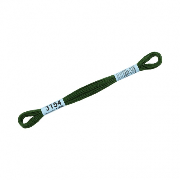 Нитки для вышивания Gamma мулине (3173-6115) 100% хлопок 24 x 8 м цв.3154 зеленый-хаки