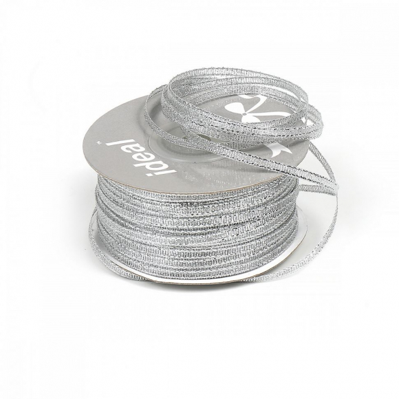 Лента IDEAL с люрексом арт.ТВ-ЛЮР шир.3мм цв.серебро уп.91,44 м