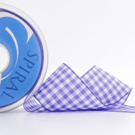 23987_Лента с рисунком клетка SAFISA, 40 мм, 25 м, цвет 08, сиреневый